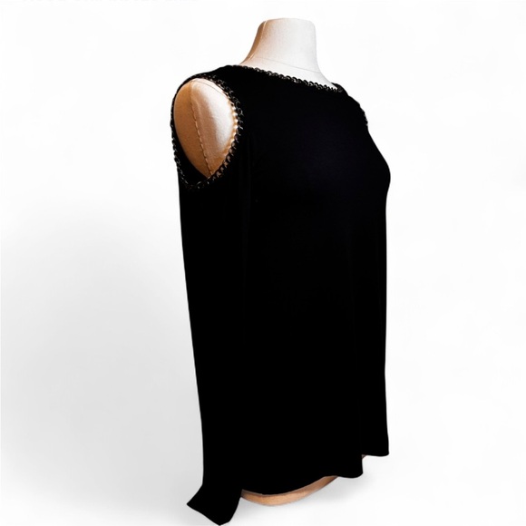 Bailey 44 | NWOT | Black Cold Shoulder Chain Detail Top | L - Picture 6 of 9